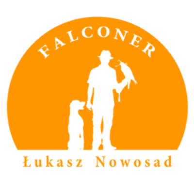 Logo firmy Falconer.pl Łukasz Nowosad usługi sokolnicze odstraszanie ptaków w sadach na plantacjach